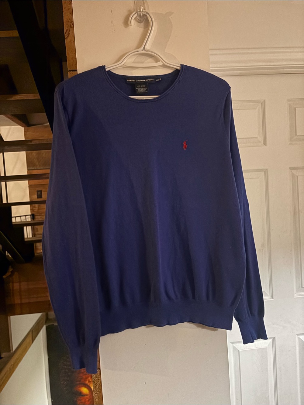 Ralph Lauren Men's Navy Crewneck Sweater with Red Pony